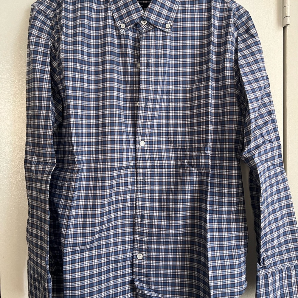Bonobos Navy and White Plaid Button Down Shirt